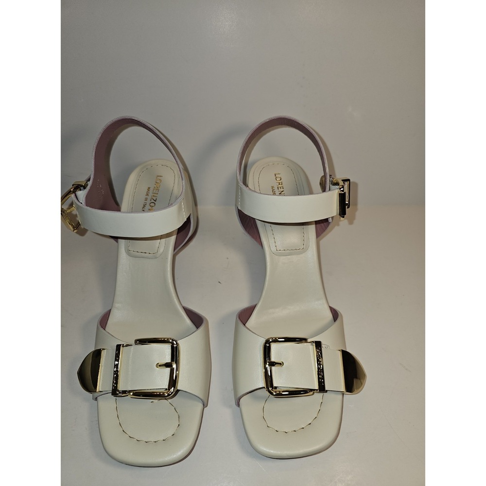 Lorenzo-Mari Italian Butteryleather Designer White Sandals Women's Size 8